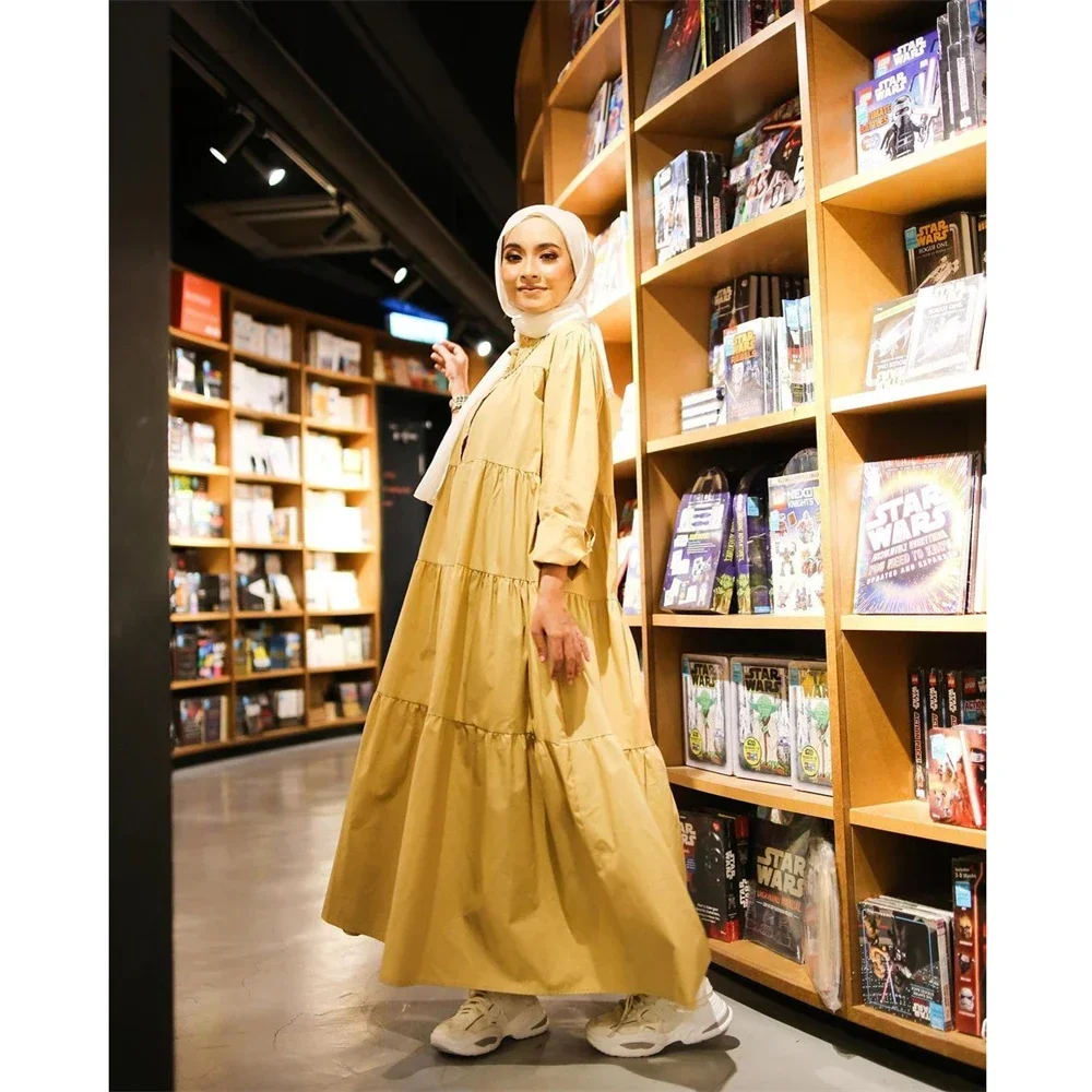 Muslim Women Abaya Swing Maxi Dress Turkey Islam Eid Party Gowns Loose Kaftan Gown Dubai Saudi Arabic Ramadan Jalabiya Vestidos