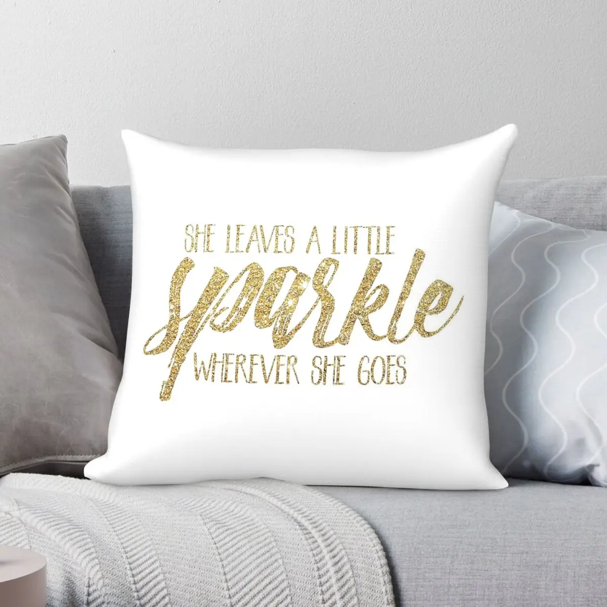 Leaves Sparkle Wherever She Goes Square Pillowcase Polyester Linen Velvet Pattern Zip Decor Pillow Case Car Cushion Cover