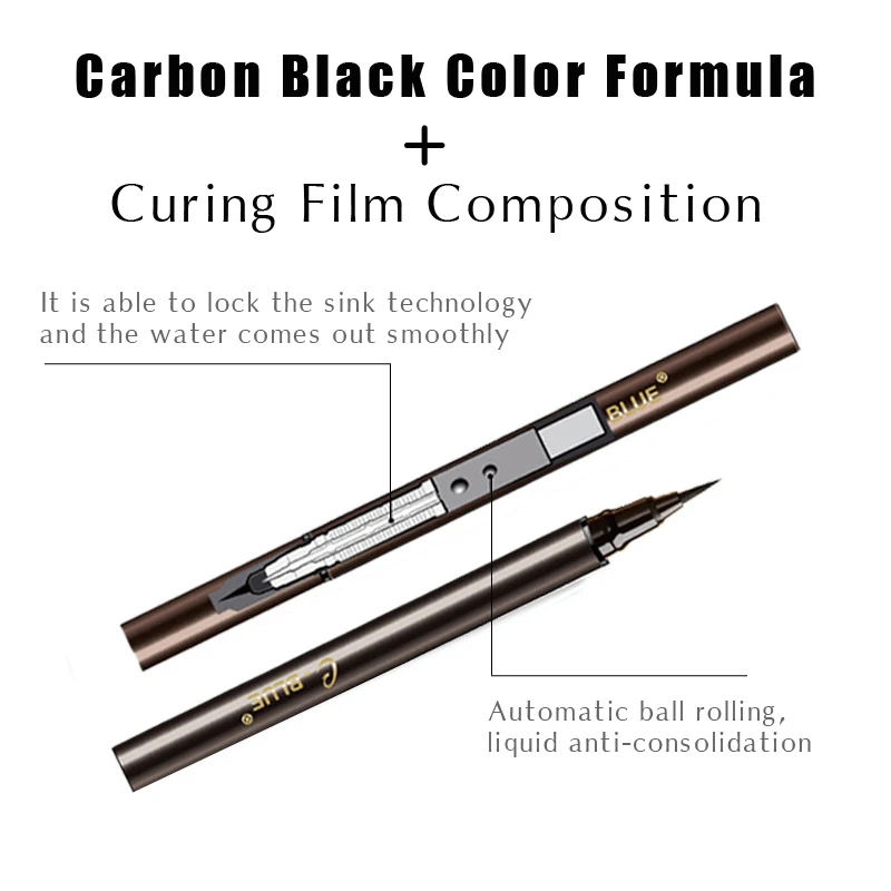 C-blue waterfroof liquid eyeliner pencil ball pen, professional outline eyeliner water activated black and brown wholesale