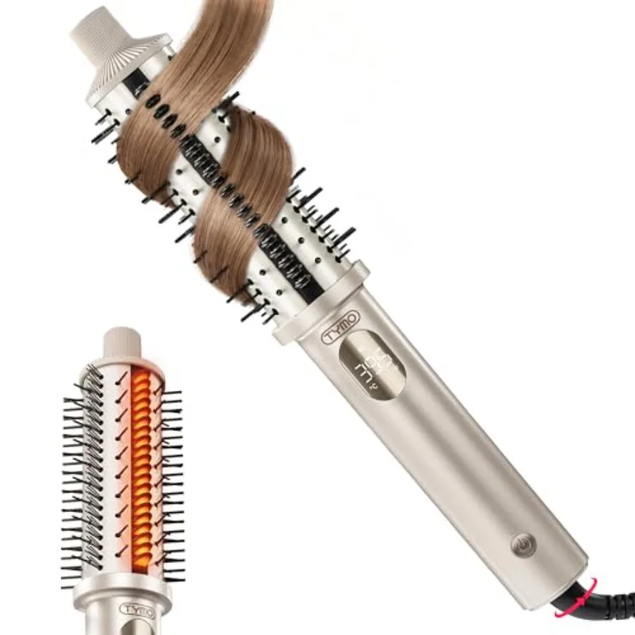 STYLUX PRO Thermal Brush Curling Brush for salon-style styling, gold-plated ceramic, gold, 800M negative ion for smoother hair,