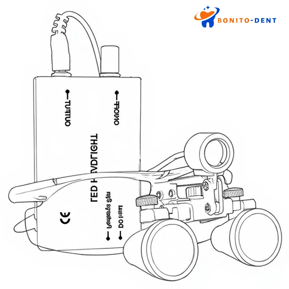 Bonito Dent Dental Loupe 2.5X-3.5X Magnifying Glass with LED Light Surgical Medical Dental Loupe Glasses for Precision Work