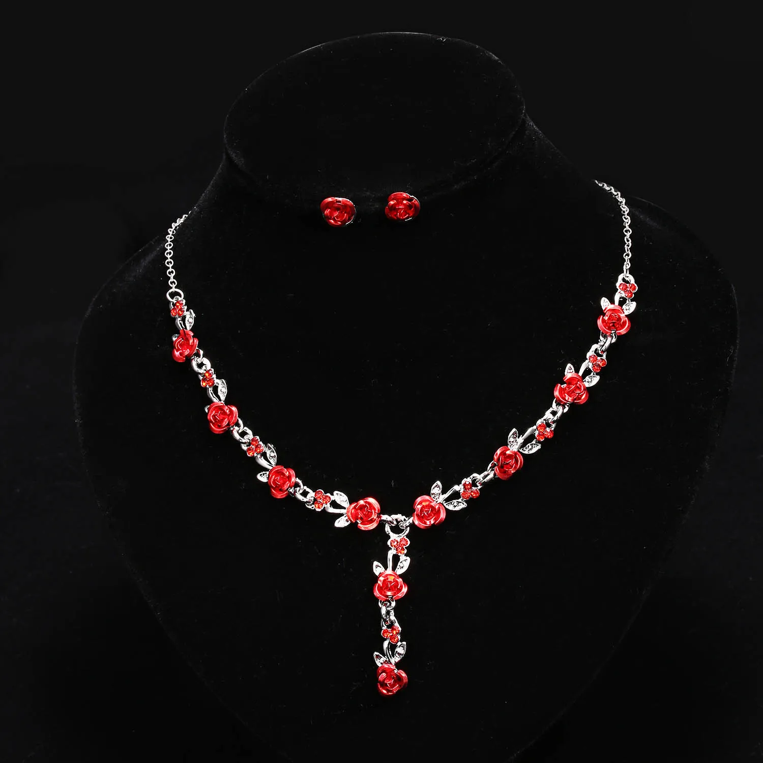 Vintage Necklace Earrings Wedding Bridal Elegant Jewelry Sets For Women Flower Necklace Marriage Beads Jewelry Set Fashion