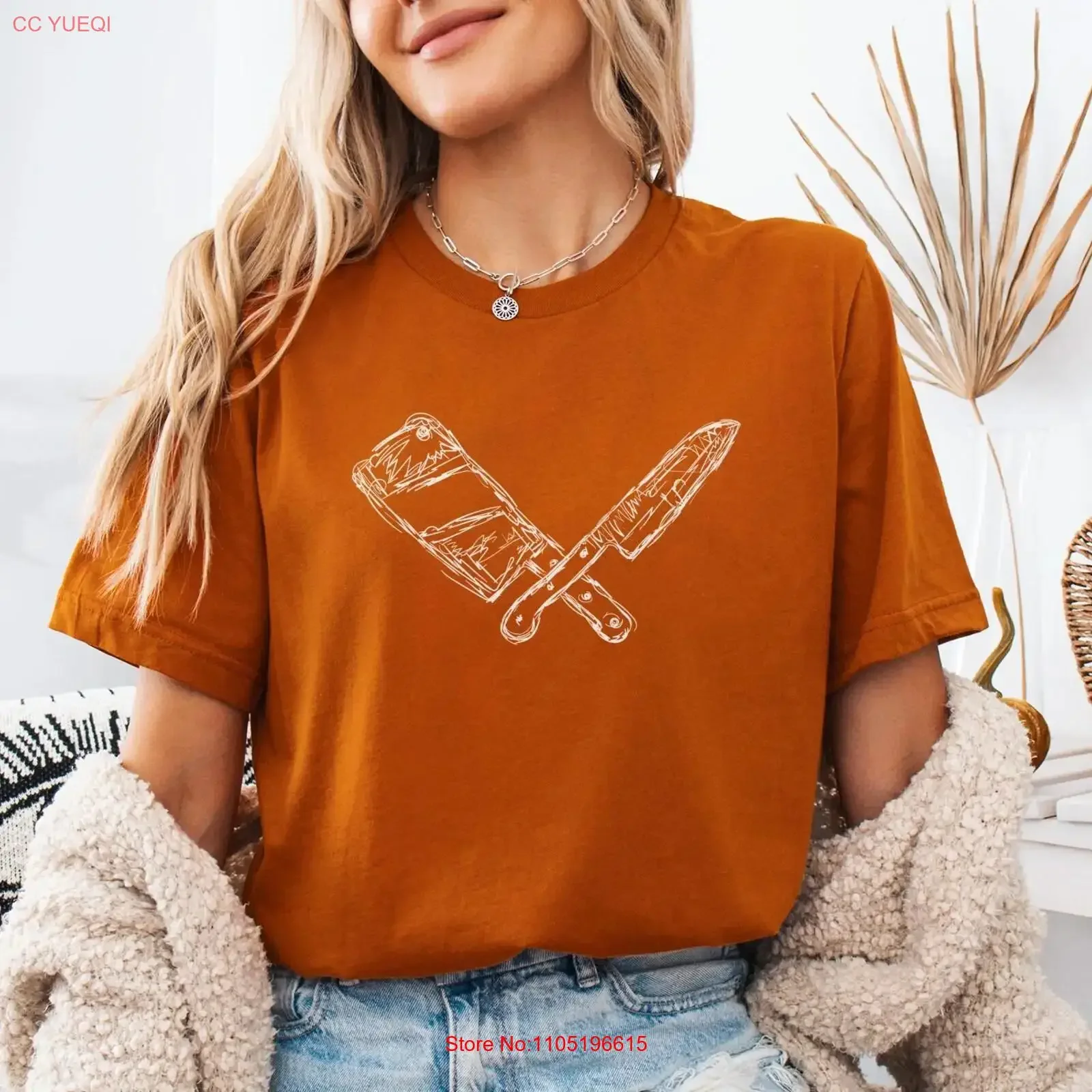 Butcher Knife T Shirt Chef Culinary Art Kitchen Knives Top Meat Cleaver Cook Crossed vintage Washed Unisex Stylish Versatile