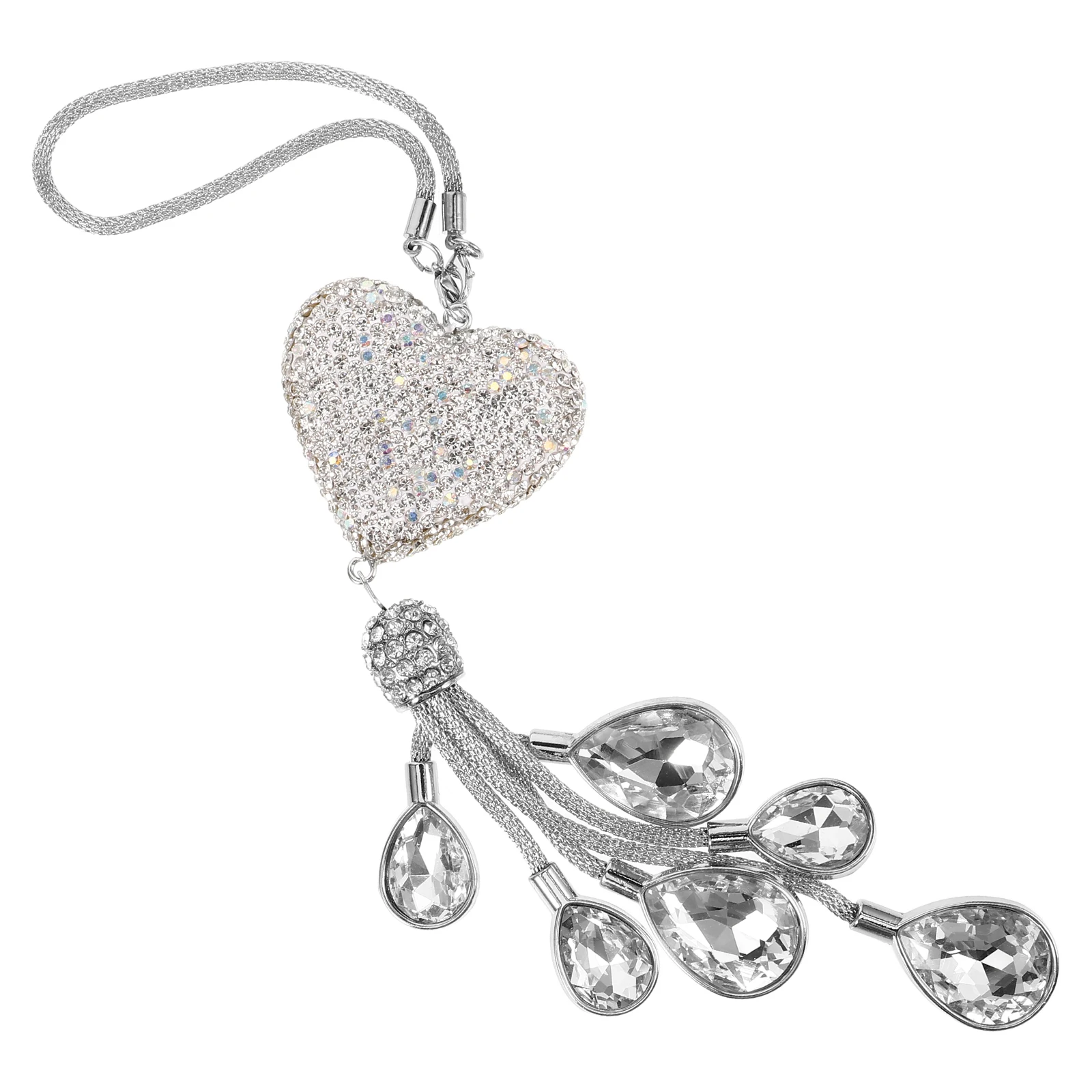 

Heart Shaped Rhinestone Car Hanging Ornaments for Rear View Mirror Bling Accessories Decorations Interior Aesthetic Charm