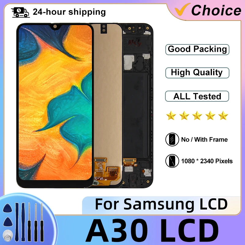 Super AMOLED For Samsung Galaxy A30 A305F LCD Display Touch Screen Digitizer For Samsung A30 SM-A305F SM-A305FN SM-A305G Display