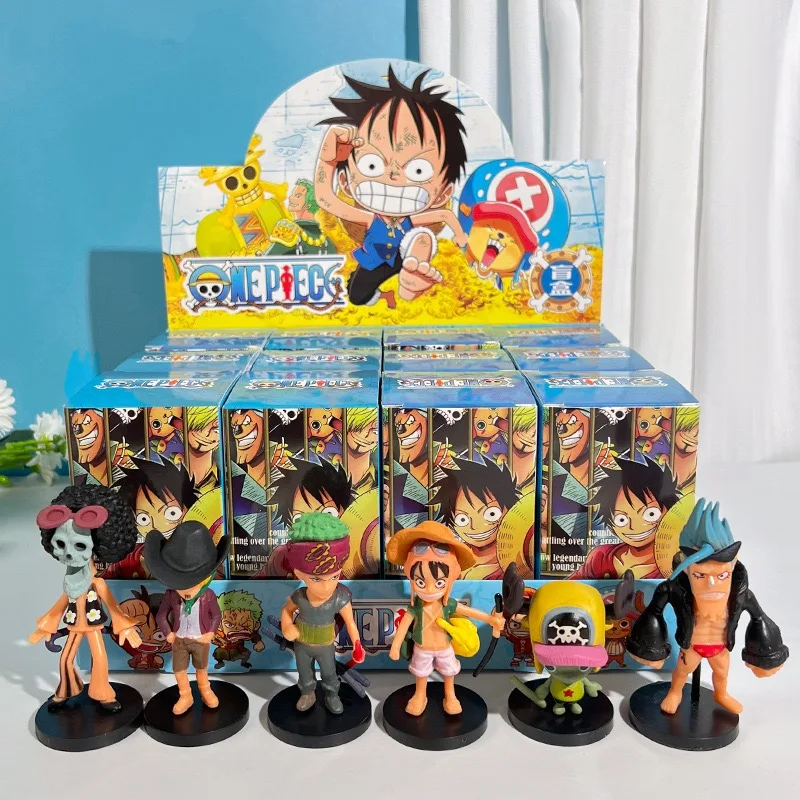 12pcs/Set Surprise Blind Box Anime Action Figures ONE PIECE Demon Slayer NARUTO Doll Model Decorative Ornament Toys Kids Gifts ﻿