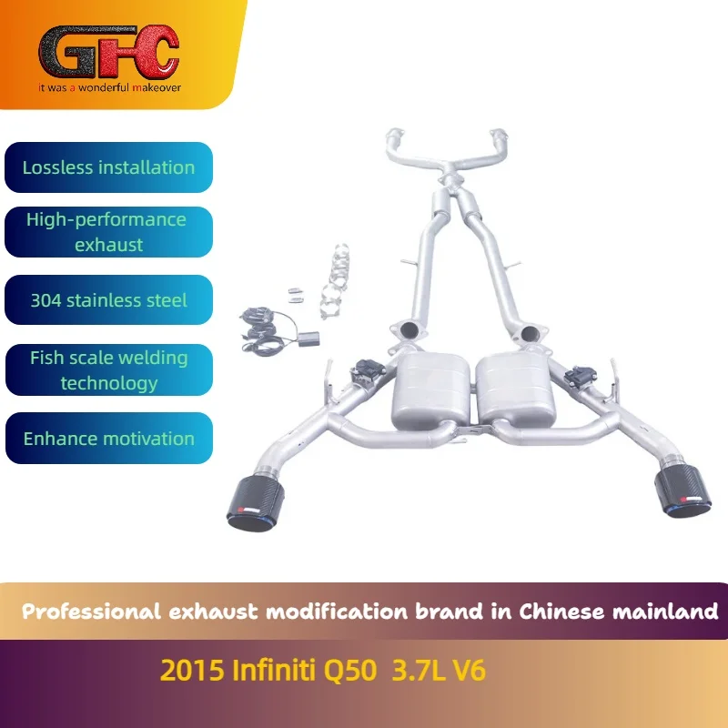 GFC brand for the 2015 Infiniti Q50 3.7L V6 front mid rear catback high-performance variable valve exhaust and tips