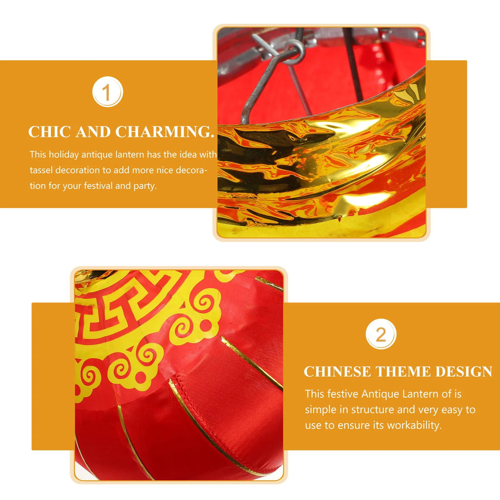 

2Pcs Chinese Style Iron Wire Red Lantern Pendant Festival Hanging Decor New Year Spring Festival Wedding Party Traditional