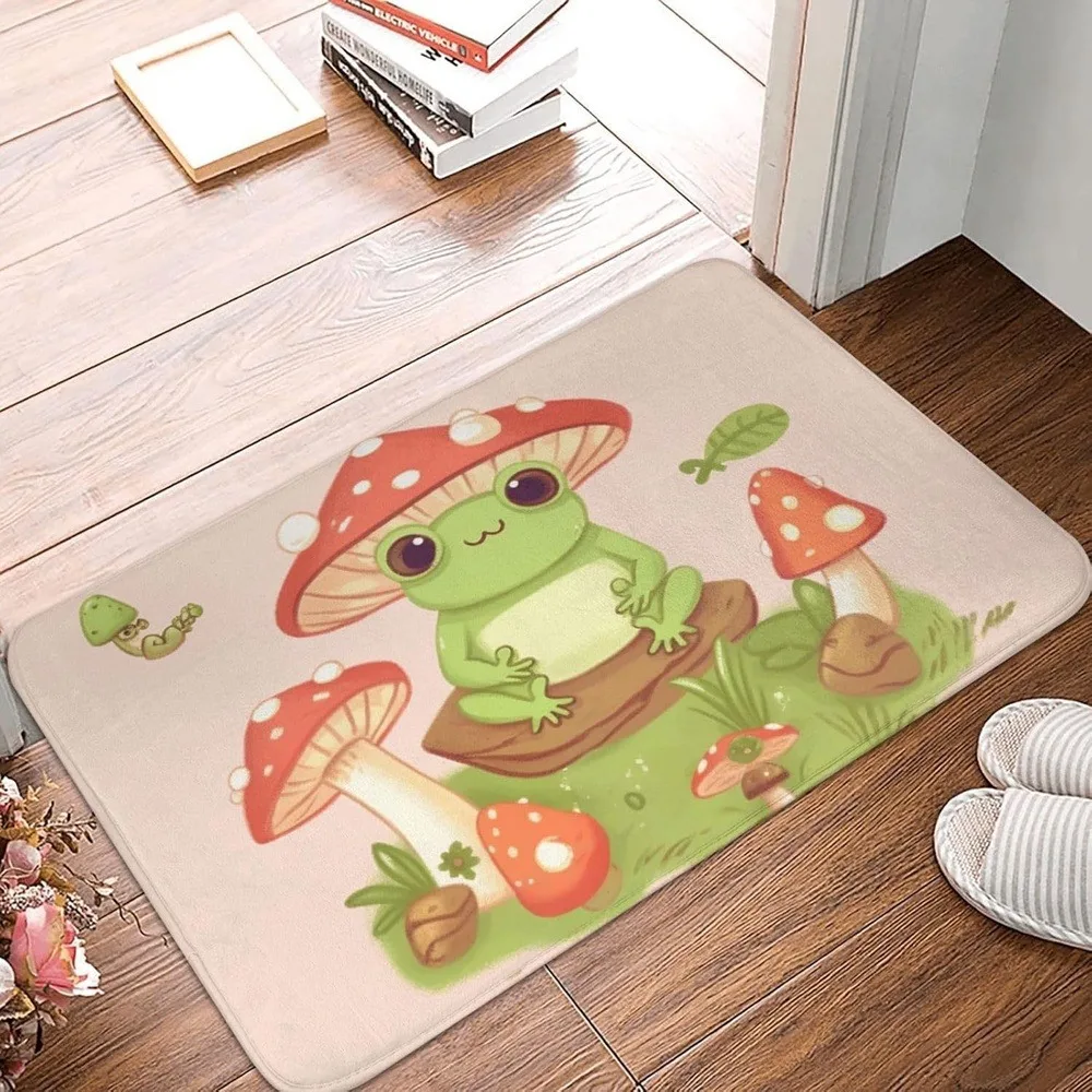 

1PC Frog & Mushrooms Forest Kitchen Rug Non-Slip Door Mat Pop design Bathroom Rug Bath Mat Carpet for Home Sink Laundry Decor