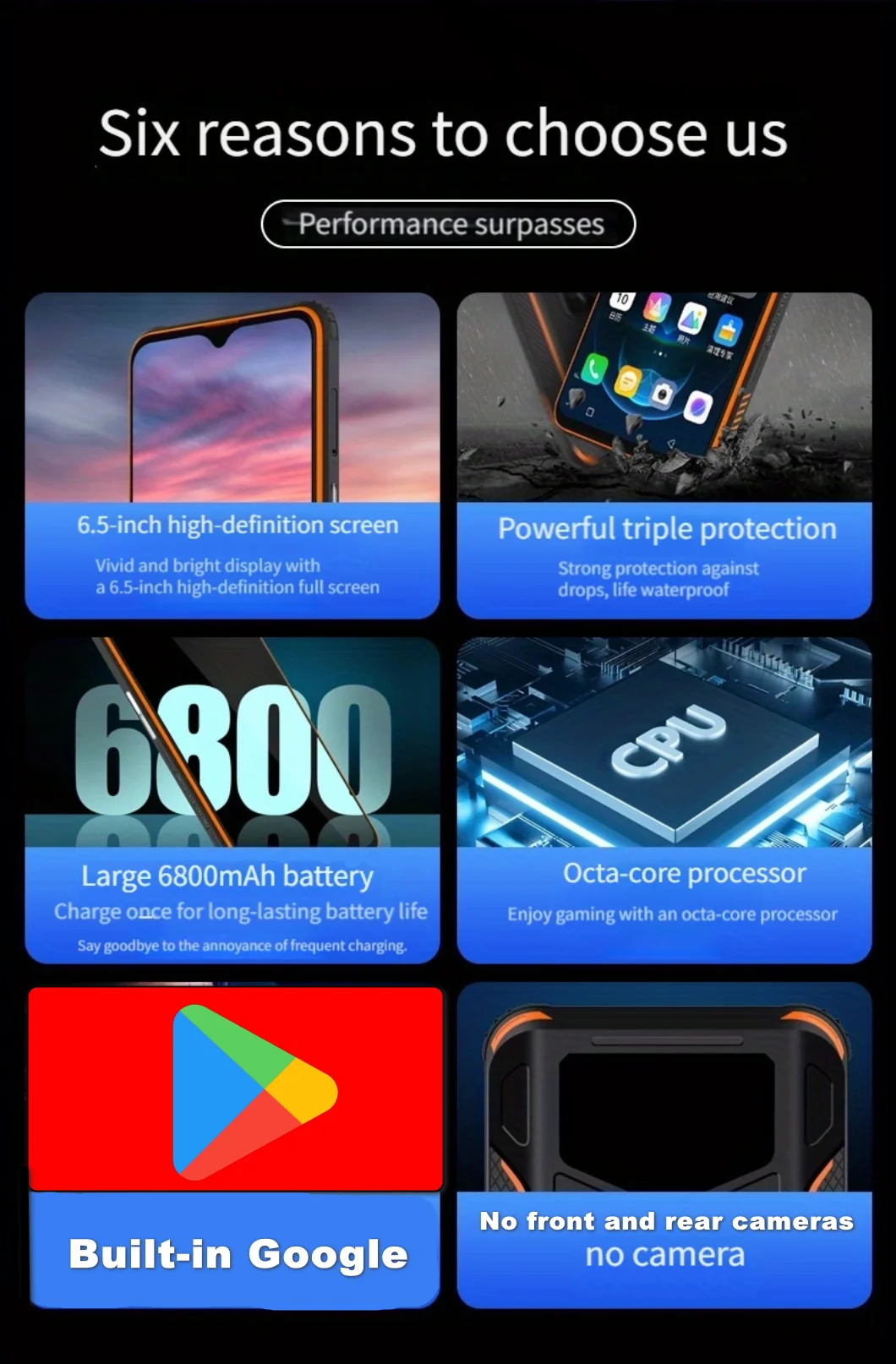Without Camera X9 Phone 6GB+128GB Zello PTT 4G LTE Octa Core Android 12 GPS 6.5'inch Support Dark Mode Support OEM