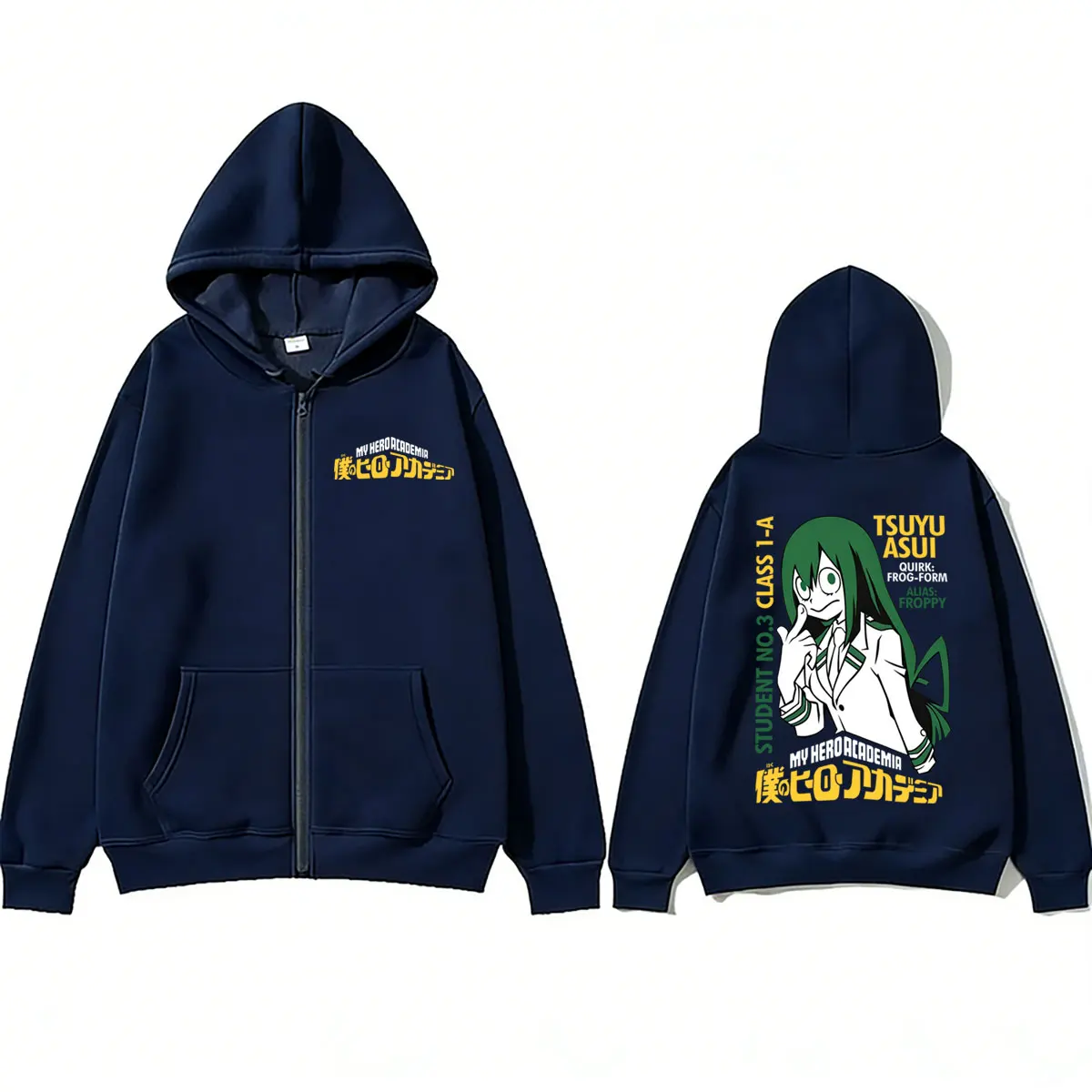 Anime My Hero Academia Tsuyu Asui Zipper Hoodie Men Women Casual Vintage Oversized Zip Up Jacket Coat Male Fashion Manga Hoodies