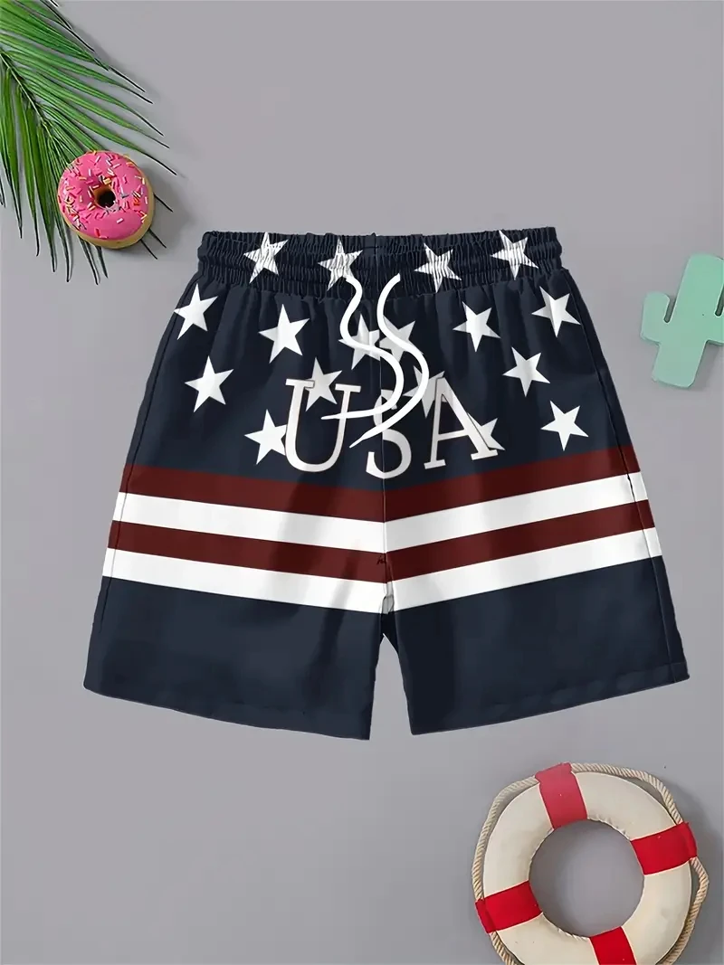 

Простые модные пляжные шорты в полоску для мужчин, летняя повседневная одежда, шорты с 3D принтом, свободные дышащие шорты