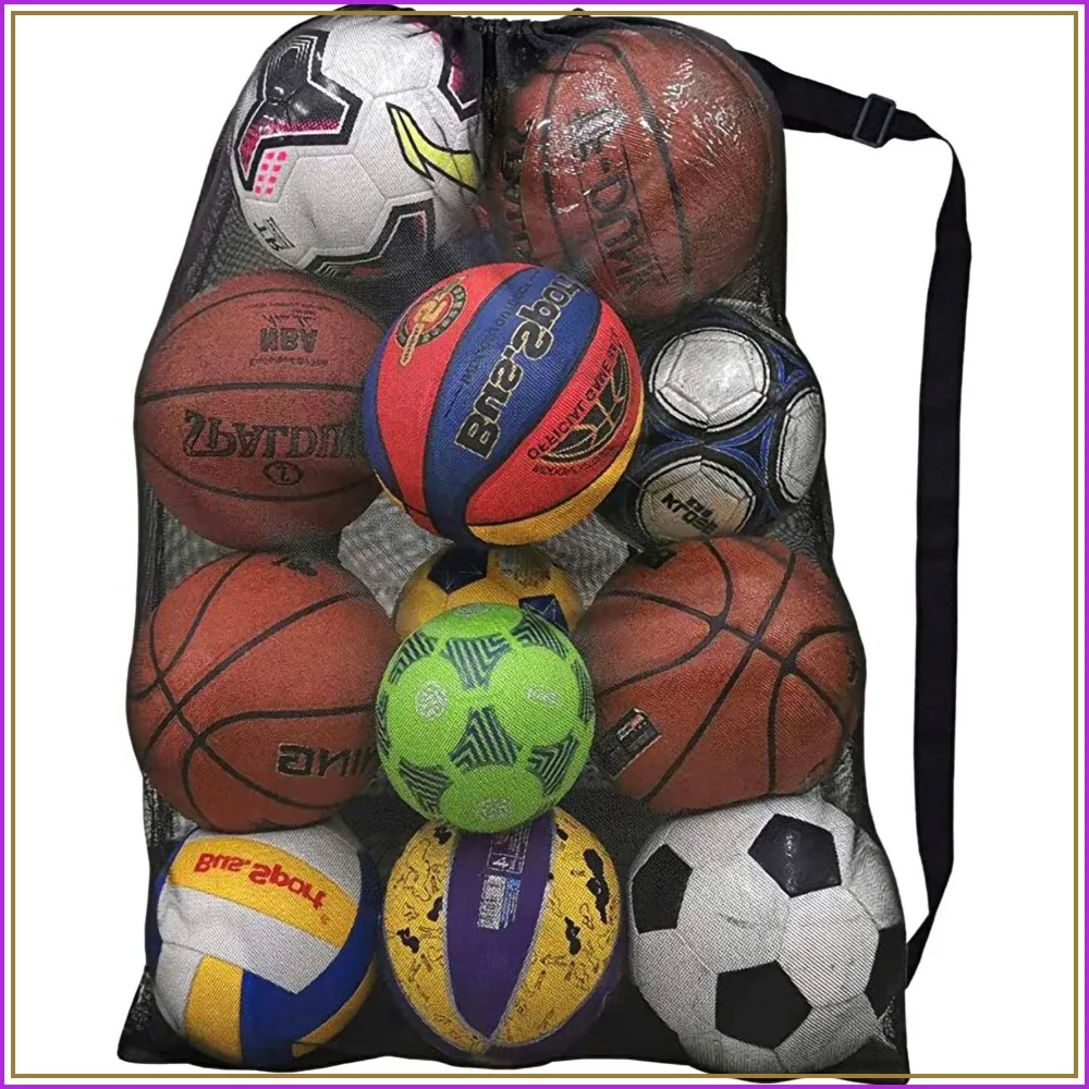 

Extra Large Mesh Ball Bag Holds 12 Soccer Balls, Heavy Duty Sports Equipment Bag with Adjustable Strap