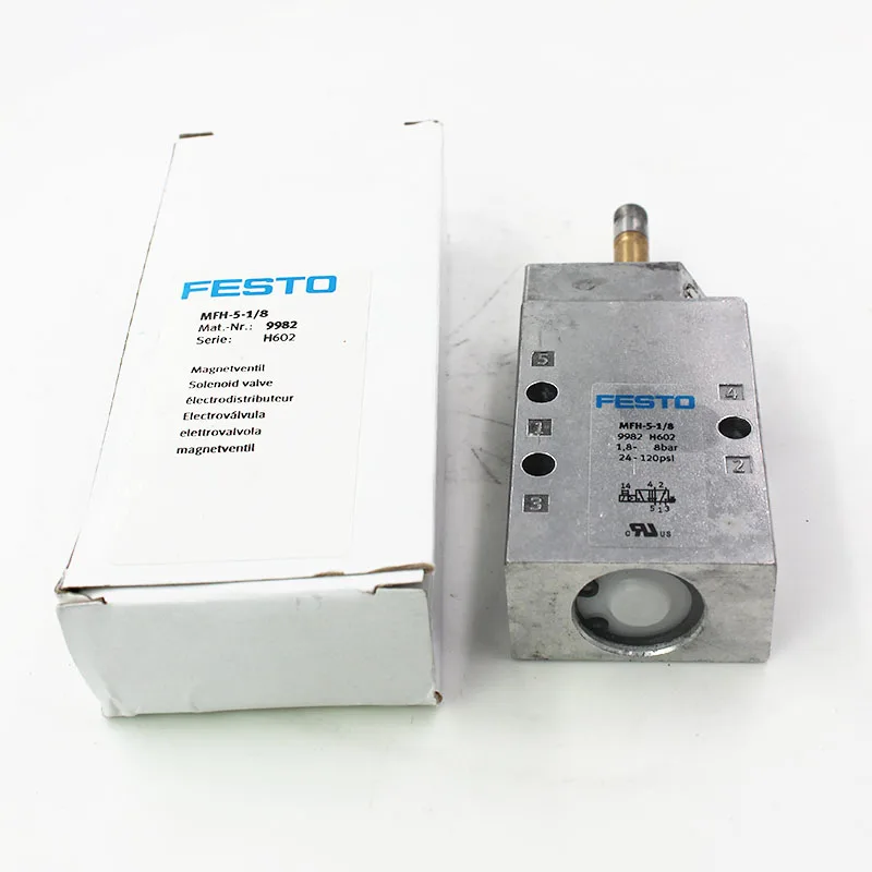 

Festo MFH-5-1/8,9982,Solenoid Valve,5/2 monostable mec spr,2-10 bar,750L/min,G 1/8