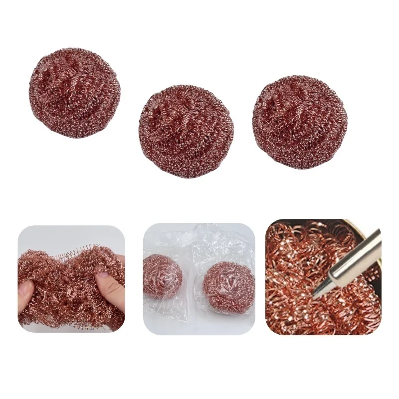 Cleaning Ball Desoldering Soldering Iron Mesh Filter Cleaning Nozzle Copper Wire Cleaner Metal Ball Welding Iron Tips Clean Ball