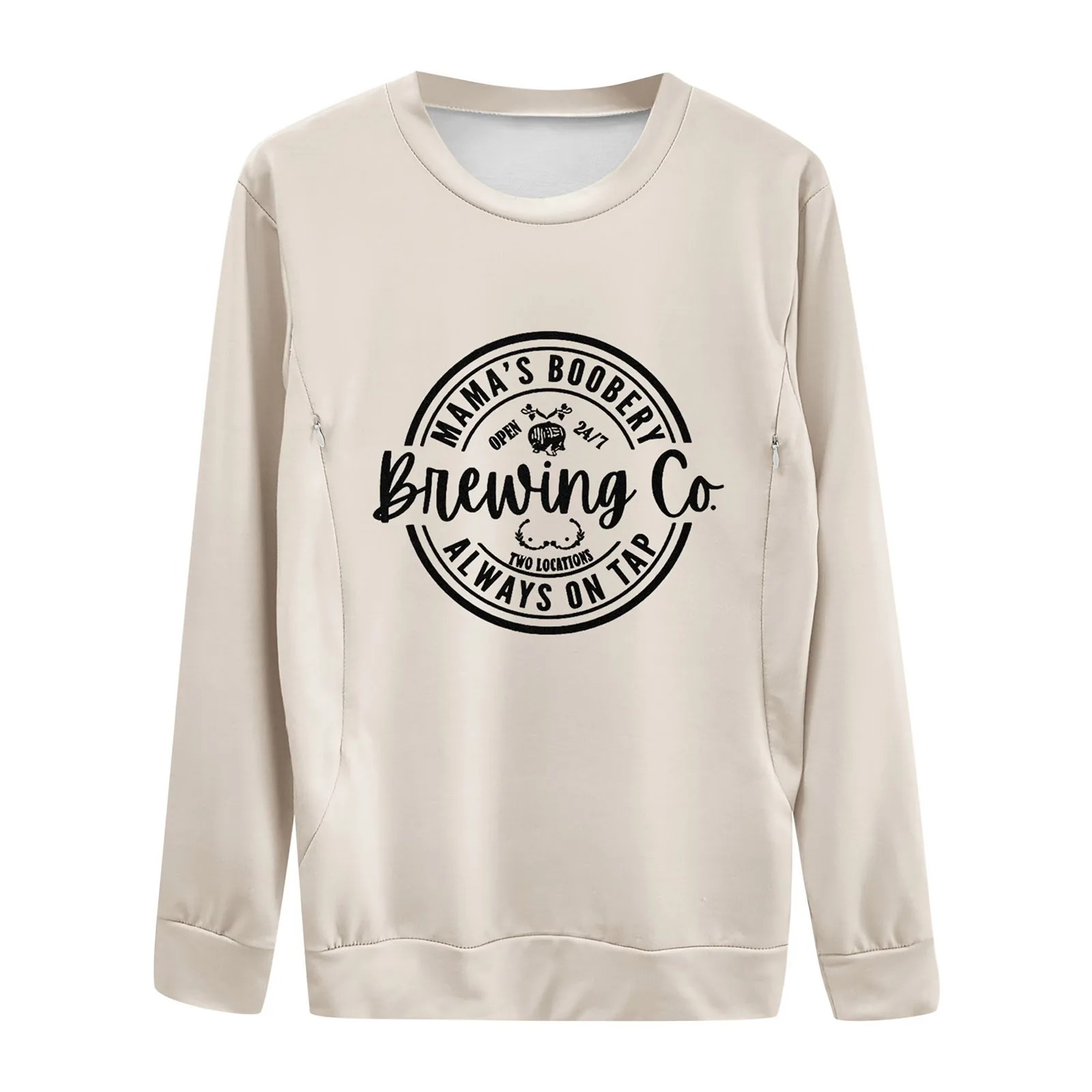 Letter Print Maternity Nursing Sweatshirt Women Comfort Friendly Zip Breastfeeding Pullover Tops Mama\'s Boobery Sweater