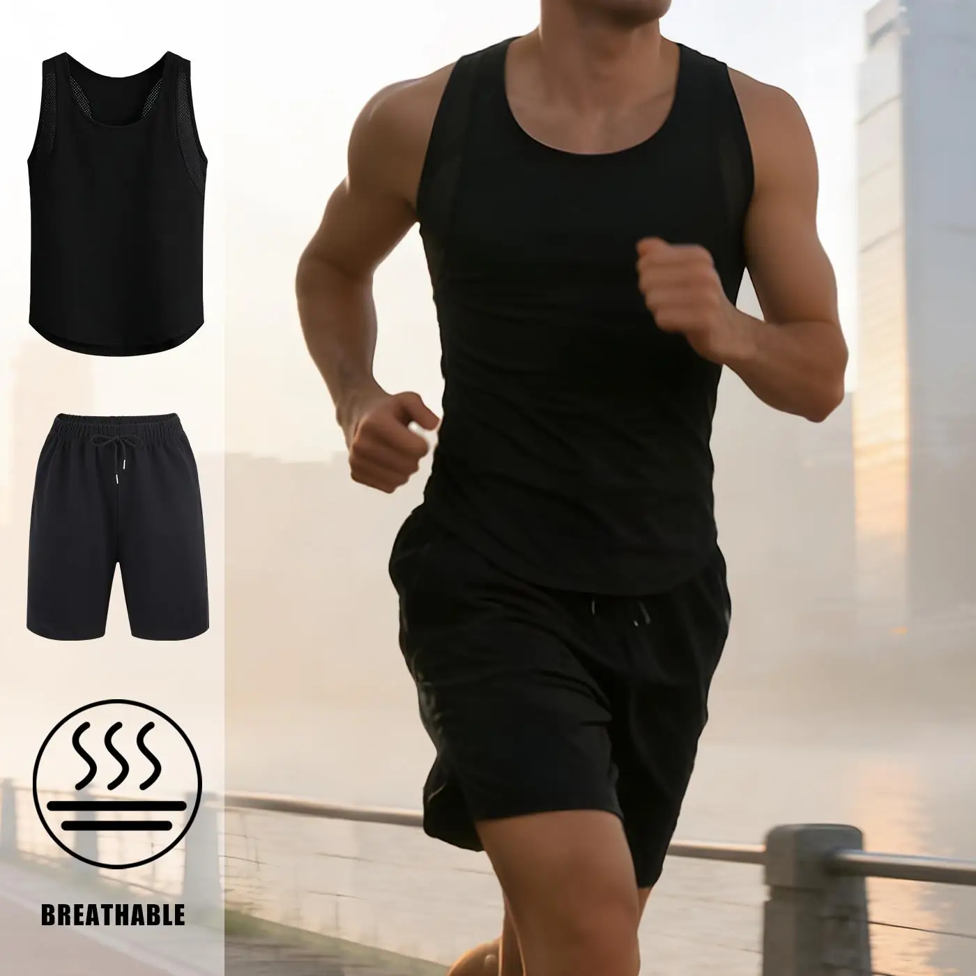 

Black & White Retro Solid Men Reticular Vest Basics Clothing Summer Singlet Run Mesh Sports Tops Crewneck Sleeveless Tee