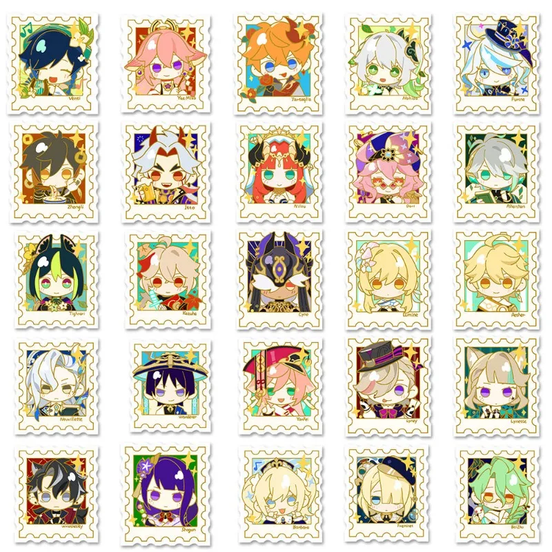 Genshin Impact Anime Stivkers Stamp Game Sticker, Papeterie pour enfants, Collection de messages étudiants, Cadeau étanche, Étui de téléphone bricolage