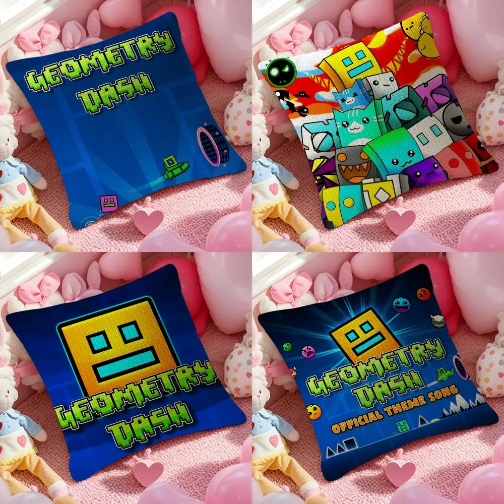 Art G-Geometry Dash Video Game Pillow Case Pattern Printed Pillowcase for Living Room Sofa Cushion Cover & Bedroom Decor