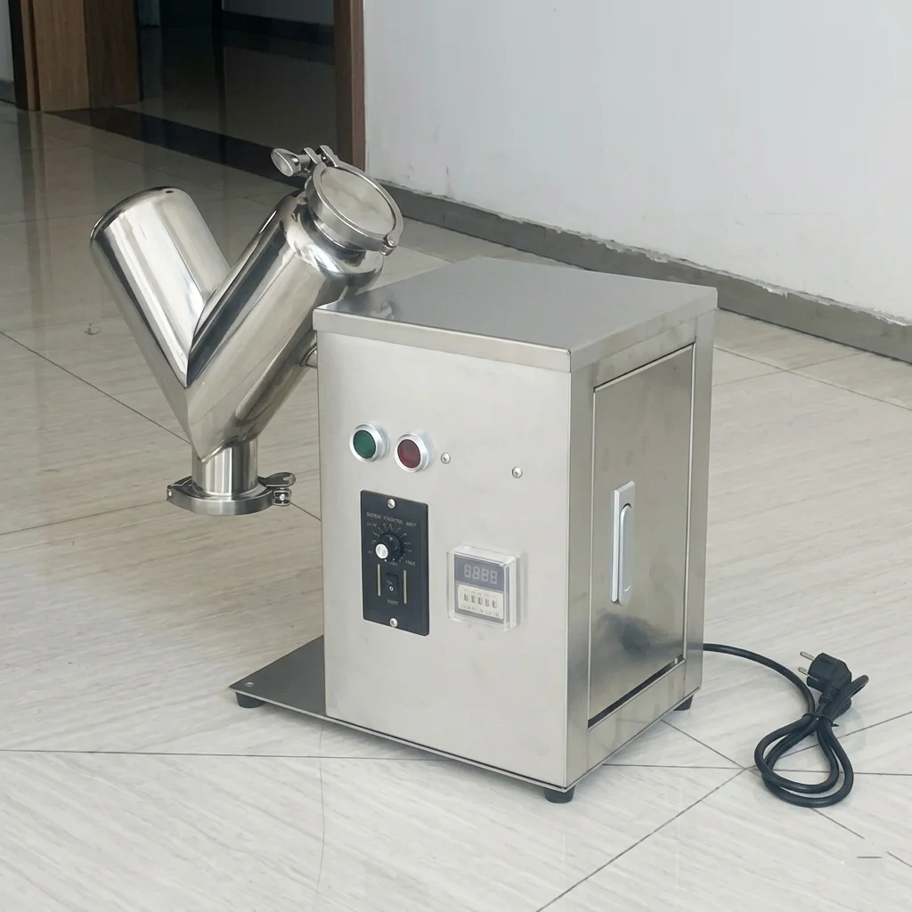 2L V-Type Powder Mixer Machine High Efficiency Laboratory Dry Powder Blender for Pharmaceutical Food Chemical Mixing 110V/220V
