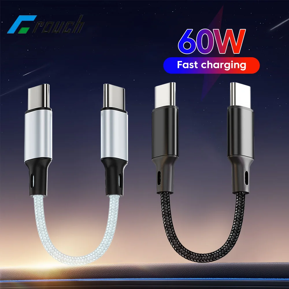 

0.3M Short USB C Cable PD 60W Fast Charging Type C To Type C Cable for iphone 15 16 Samsung Xiaomi Huawei Dual Type C Cable