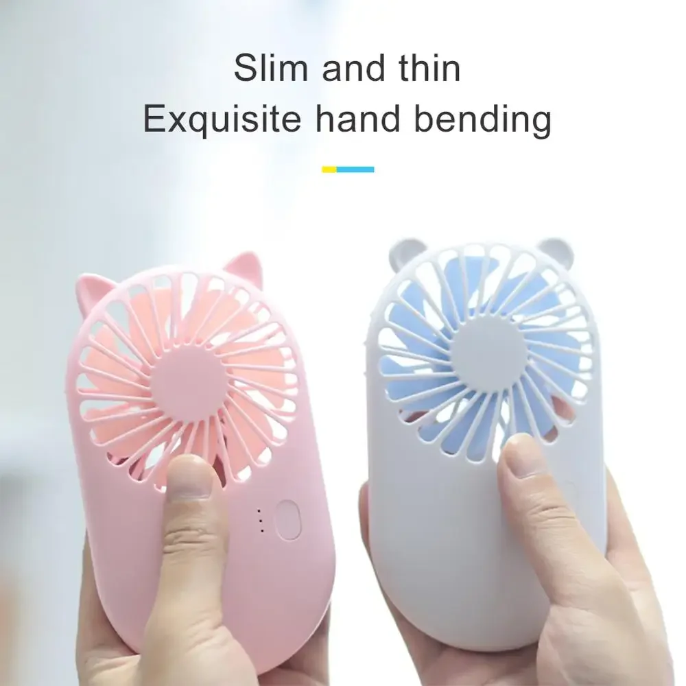 Cute Portable Mini Fan Handheld USB Chargeable Desktop Fans 3 Mode Adjustable Summer Cooler For Outdoor Travel Office