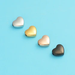 5pcs Bright Finish Stainless Steel Cute Heart Beads Gold Color Bracelets Spacers Bead Necklaces Pendants DIY Jewelry Findings