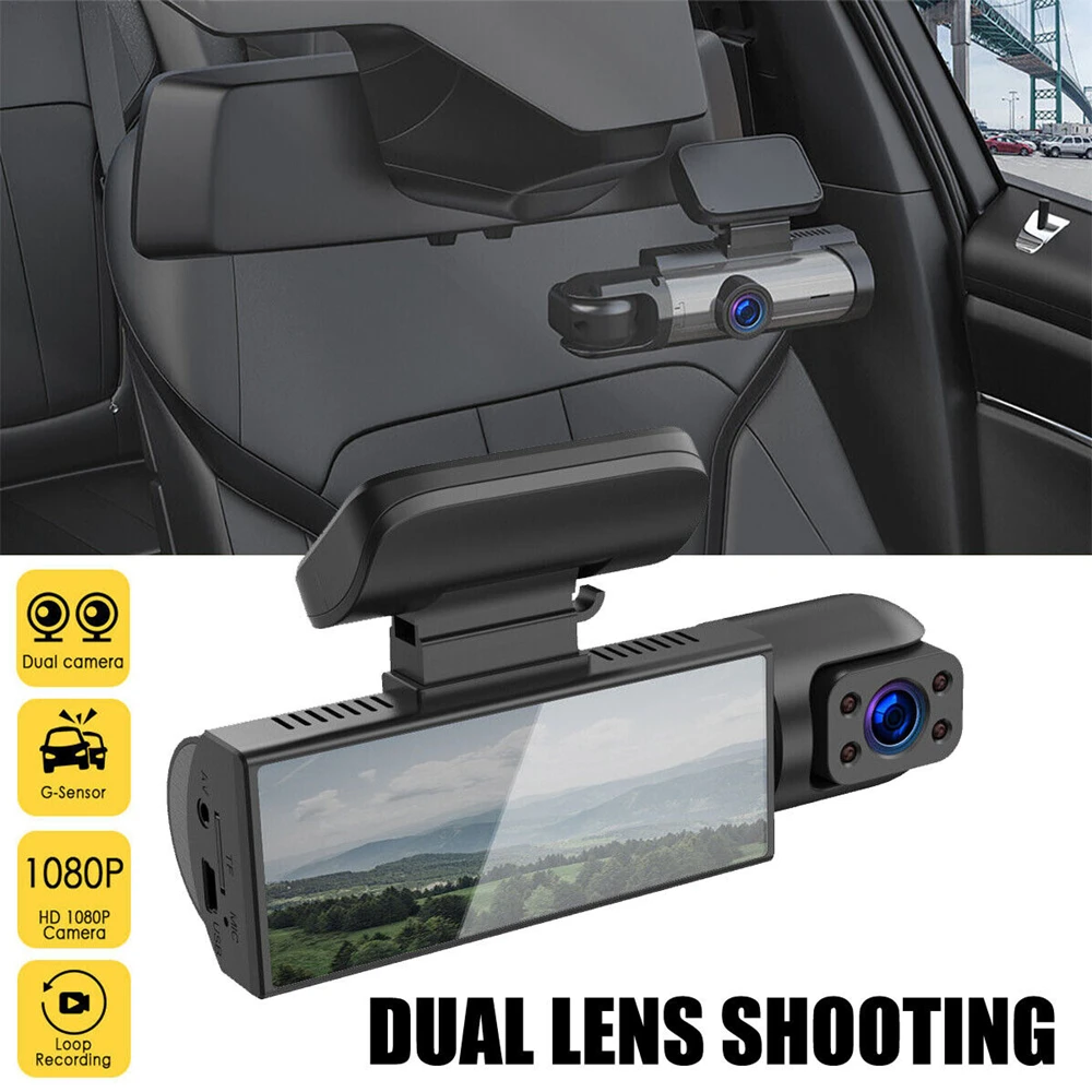 WiFi Dash Cam 3.16 inch HD Night Vision 1080P Dual Lens Front Inside Video Camera Recorder G-Sensor Car DVR