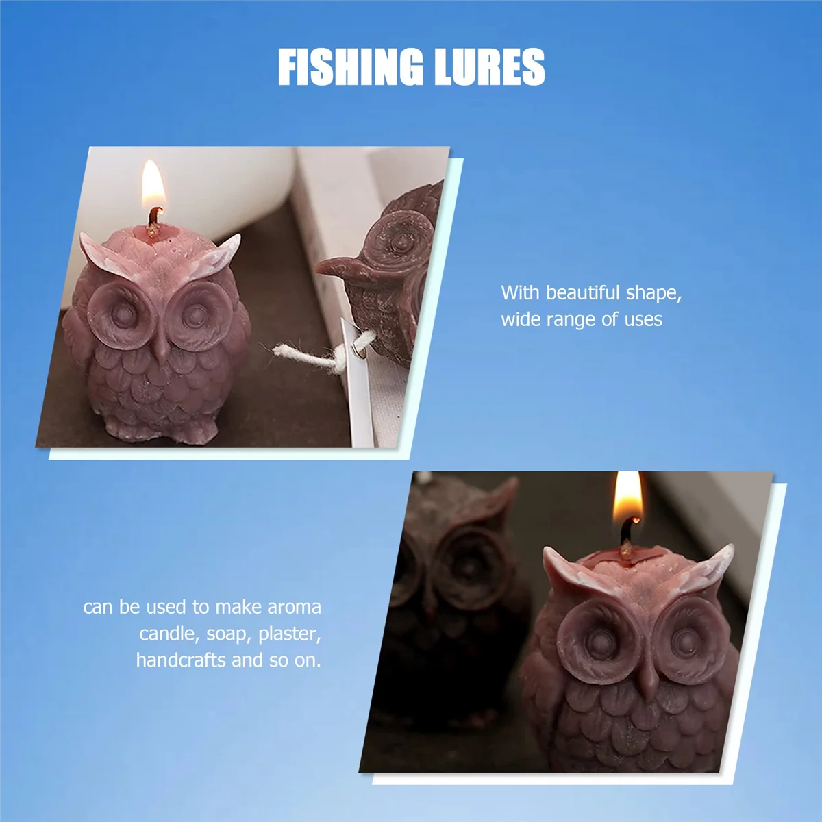 AA83 3D Owl Candle Molds Silicone Mould for Candle Making DIY Handmade Resin Molds for Plaster Wax Tools Candle Making -S