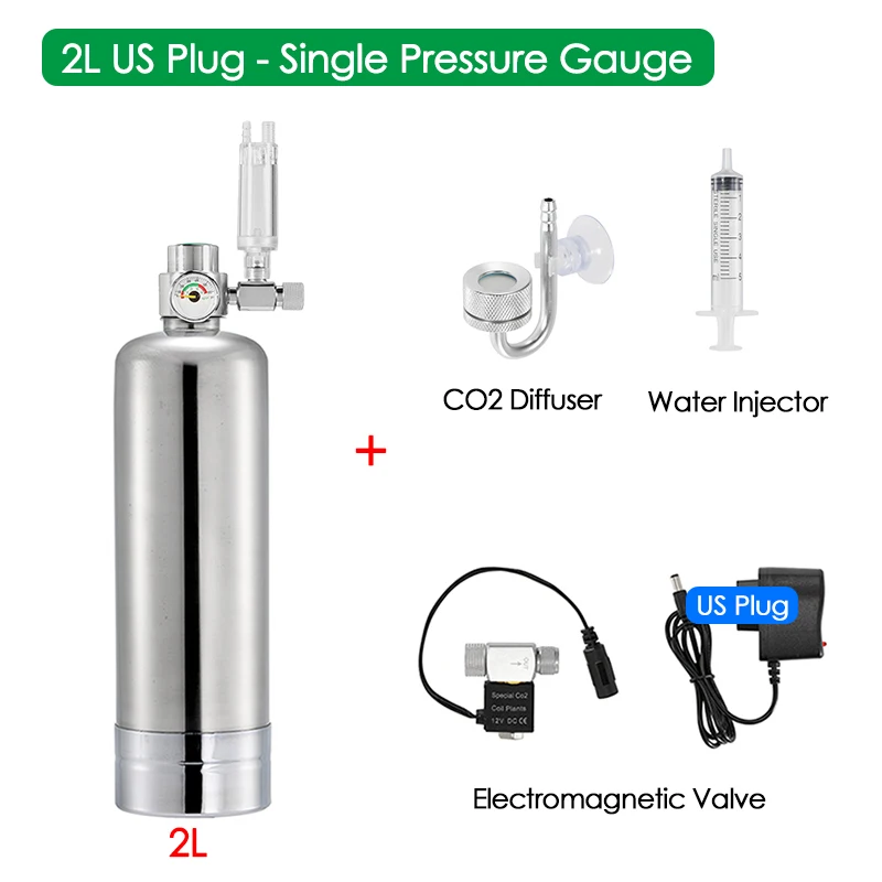 Dreamburgh 2L Aquarium DIY CO2 Generator System Kit Edelstahl CO2 Zylinder Generator System Kohlendioxid Reaktor Kit für Pflanzenfische 6