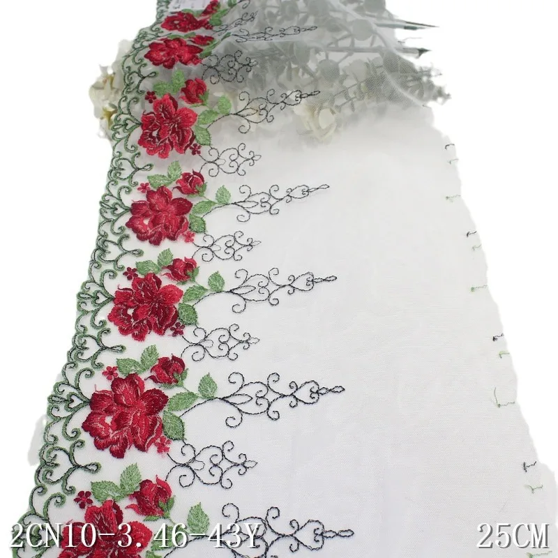 29Yards Fancy Flower White Tulle Lace Floral Embroidery Lace Polyester Nylon Lace Trim For Women Dress