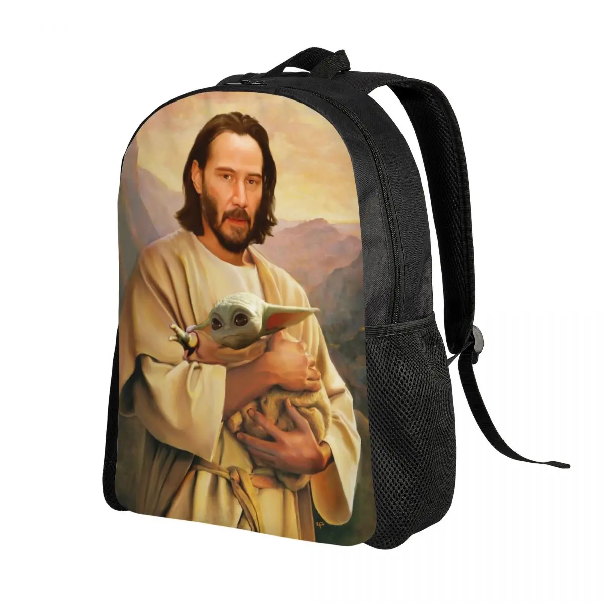 Jesus Saint Keanu Reeves And Baby Laptop Backpack Men Women Casual Bookbag for School College Students Bags