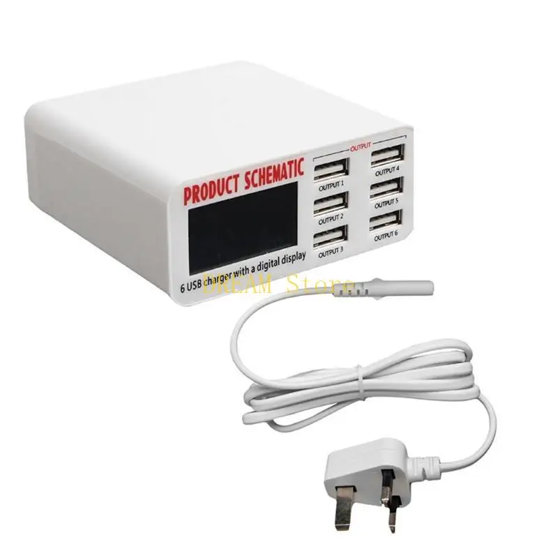 Intelligent 6 Usb Port Wall Adapter with Ac Power Cable 30w Power Adapter for Several Phone Charging best sale