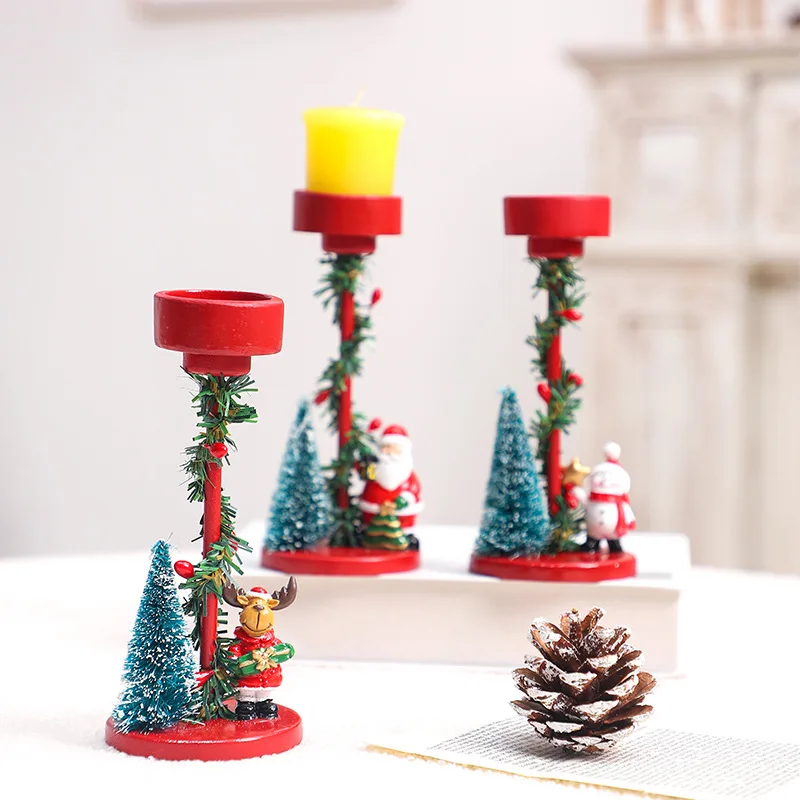 

Resin Christmas Tree Candle Holder Desktop Decorations Santa Claus Ornaments for Christmas Party Festive Atmosphere