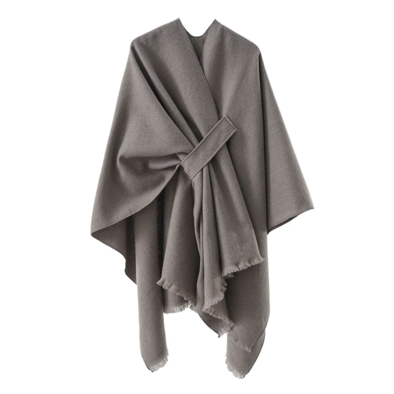 Abrigo poncho con chal con frente abierto para mujer, suministros suéter invierno tamaño, abrigo chal con