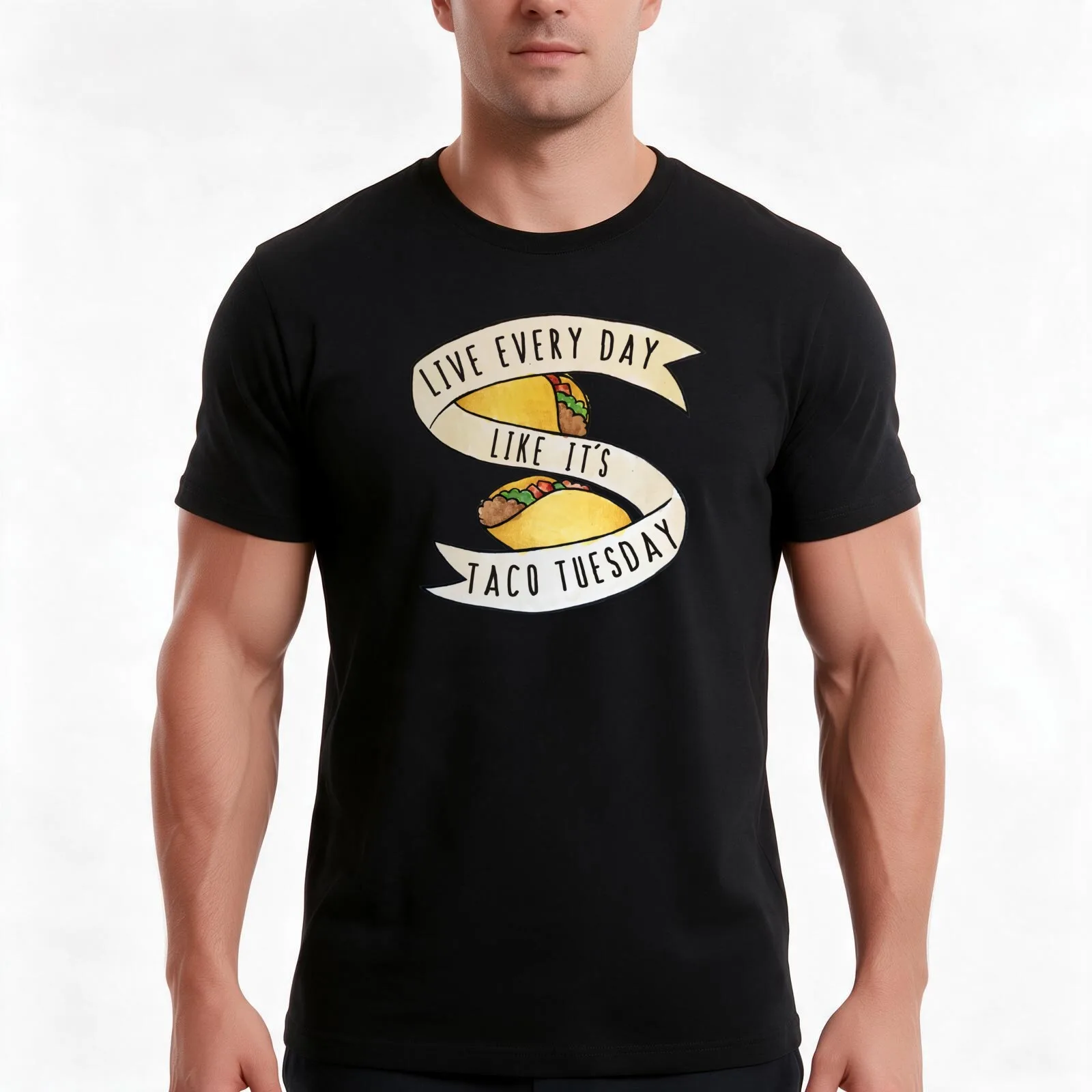 Live every day like it's taco tuesday T-Shirt, Summer Casual Cotton Tee, Oversized Streetwear Tops, Vintage Graphic Print