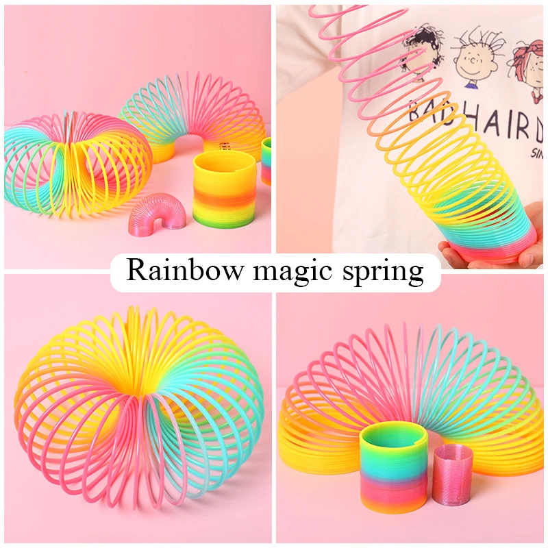 1pcs Rainbow Magic Springs Toy For Party Folding plastic spring coil  Decompression creative magic toy  Kids Birthday Party toys