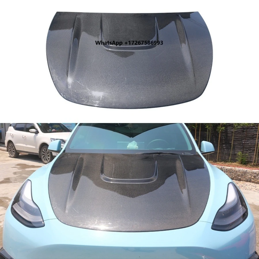 2019-2024 Car Modification Upgrade Wet Carbon Fiber Front Trunk Hood Engine Hood for Suitable  Model Y