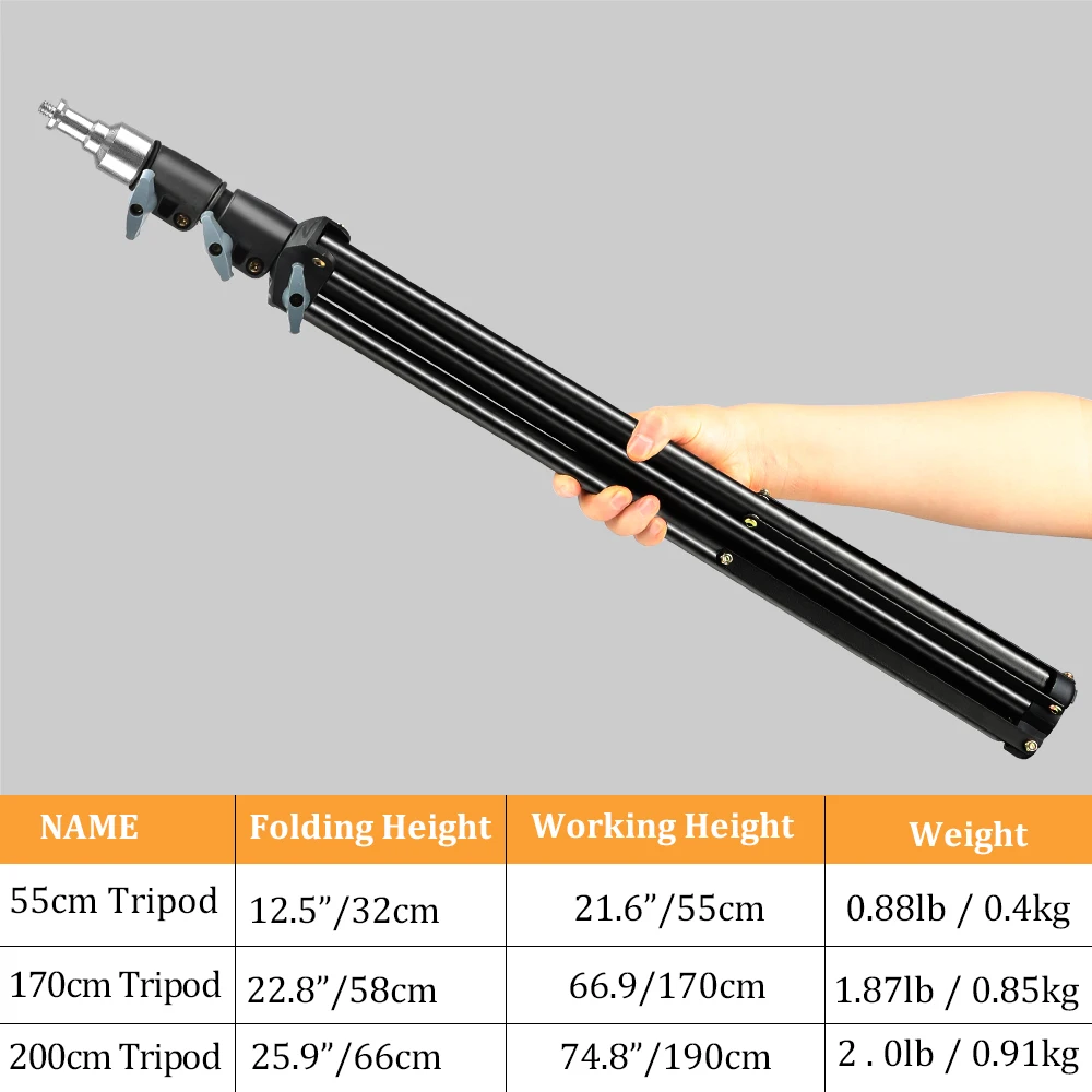 200CM 170CM 55CM Tripod for Phone Mobile Selfie Stick Light Stand 1/4 Screw Head For Photo Studio Flashes Photographic Softbox