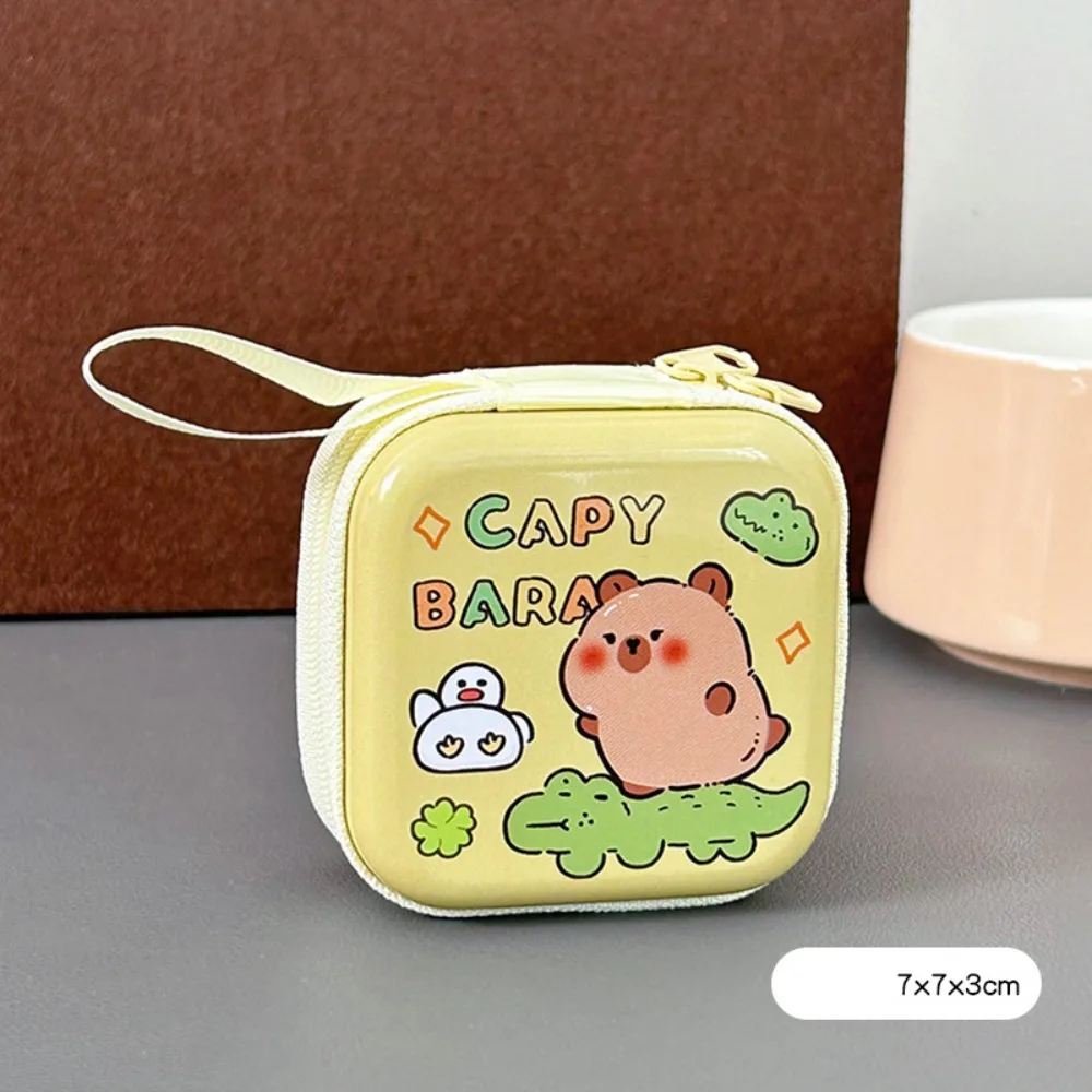 Waterproof Capybara Tinplate Zero Wallet Creative Portable Cartoon Tinplate Coin Purse Zipper Animal Capybara Earphone Bag