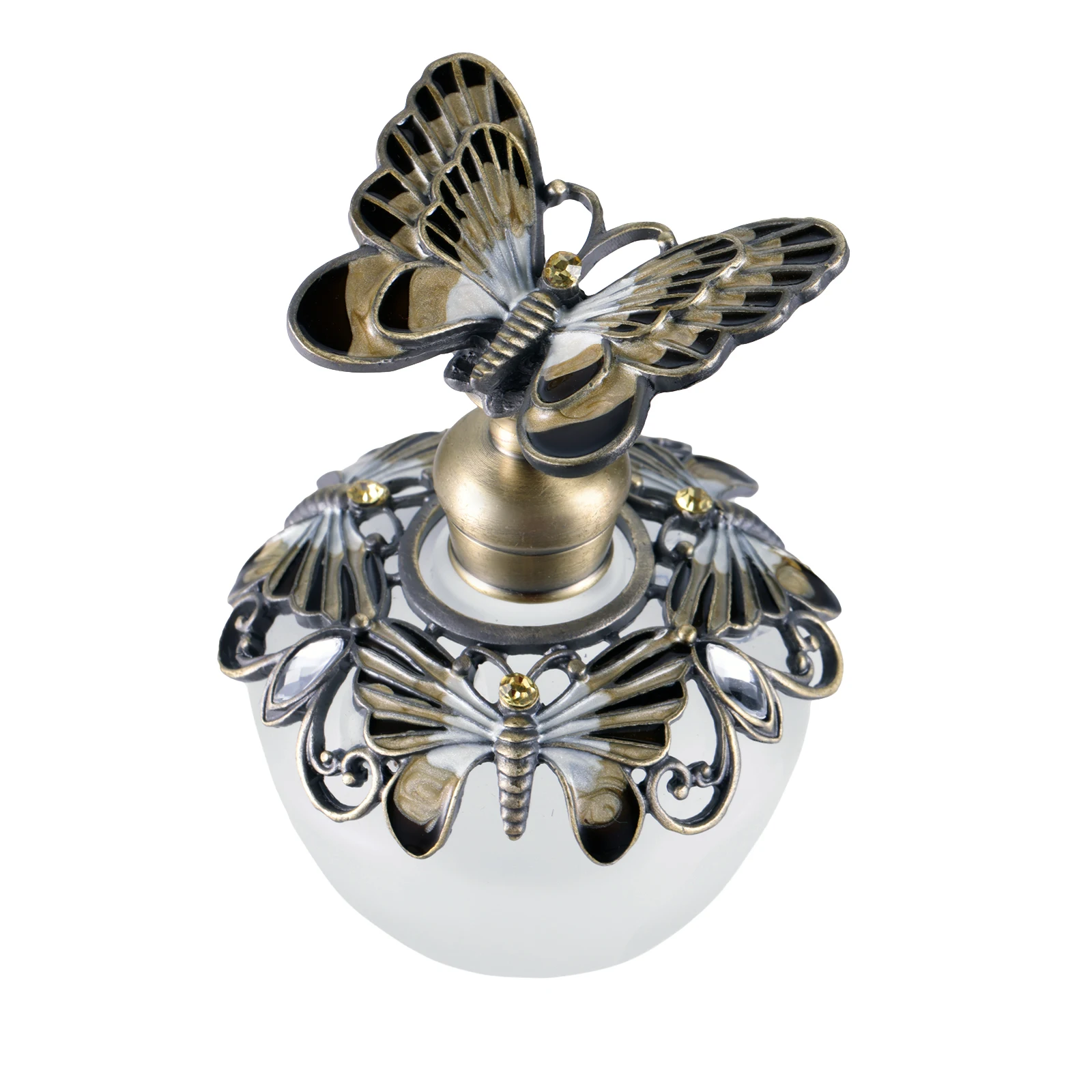 40ml Empty Perfume Bottle Hollow Antique Bronze Butterfly Hollow Pattern Vintage Frosted Glass Vial Dropper Refill Essential Oil