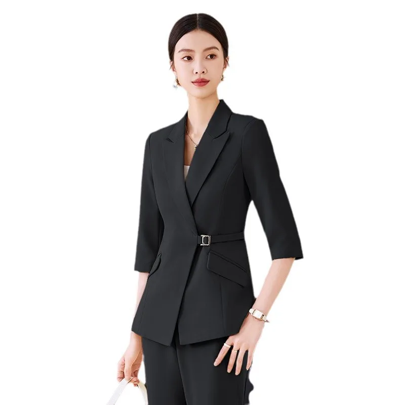 Trendy Three-Quarter Sleeve Blazer Suit for Women, Spring/Summer Thin Style, Petite, High-End Formal Suit Jacket