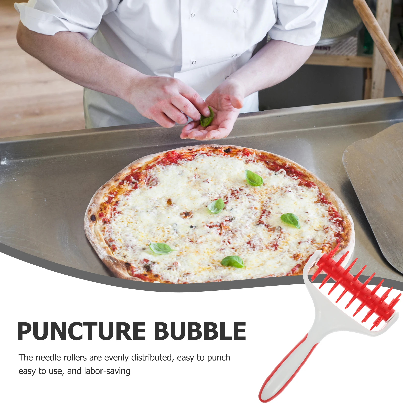 

Pizza Dough Docker Roller Red Baking Tools Kitchen Utensils Pastry Hole Puncher Cooking Large Removable Needle Rollers Smooth
