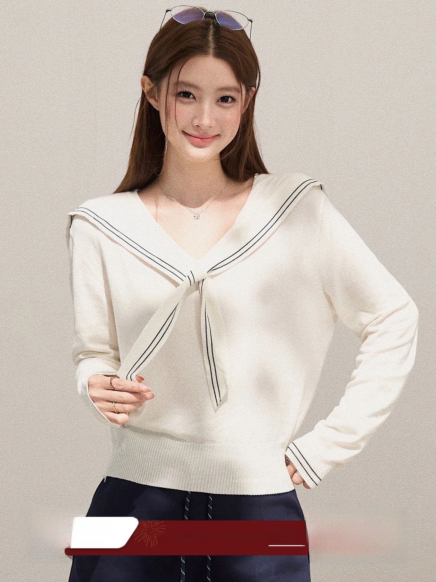 

Naval Collar awl Long Sve Knitted Sweater Women Loose Sweet College Sle Top Autumn New Sle Exie Not Meat