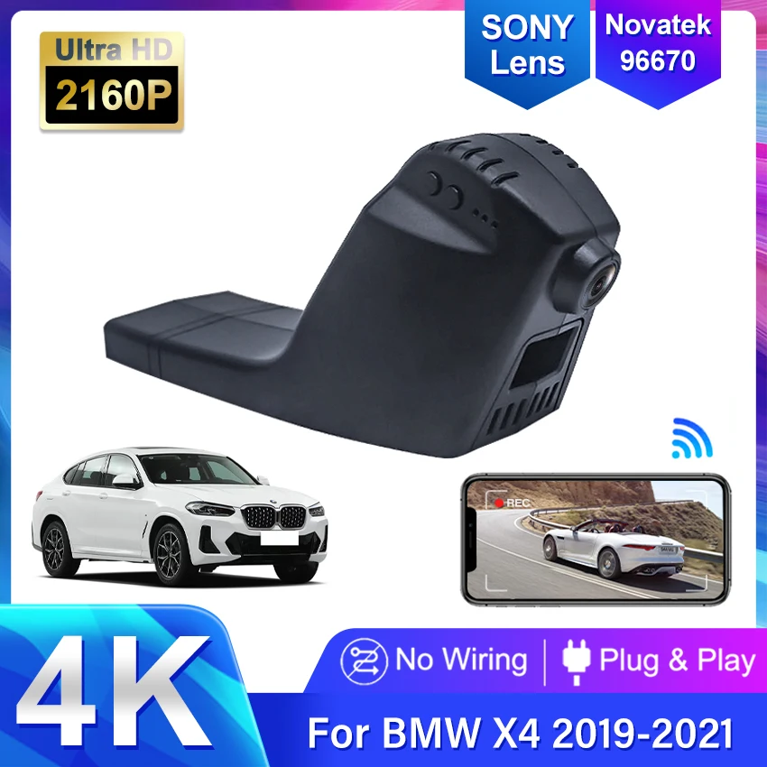 4K Plug and Play HD Video Recorder 2160P Wifi Car DVR Camera Dash Cam for BMW X4 xDrive25i M xDrive30i M Sport 2019 2020 2021