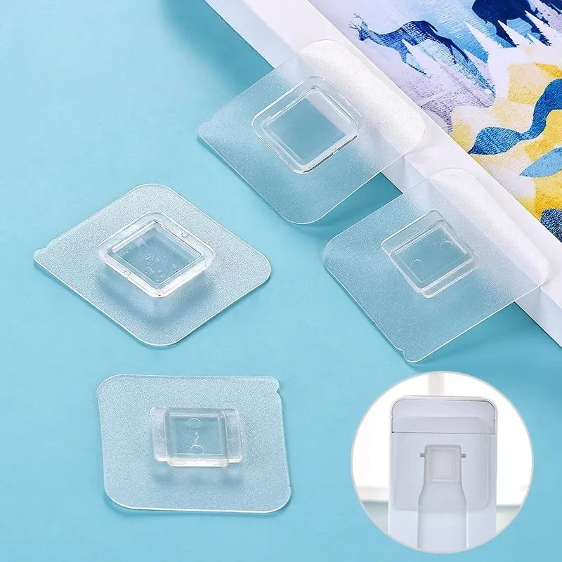Storage Rack Flat Button Adhesive Sheet Shoe Rack Paper Towel Box Strong Hole Free Traceless 7*7CM Hook Fixing Clip