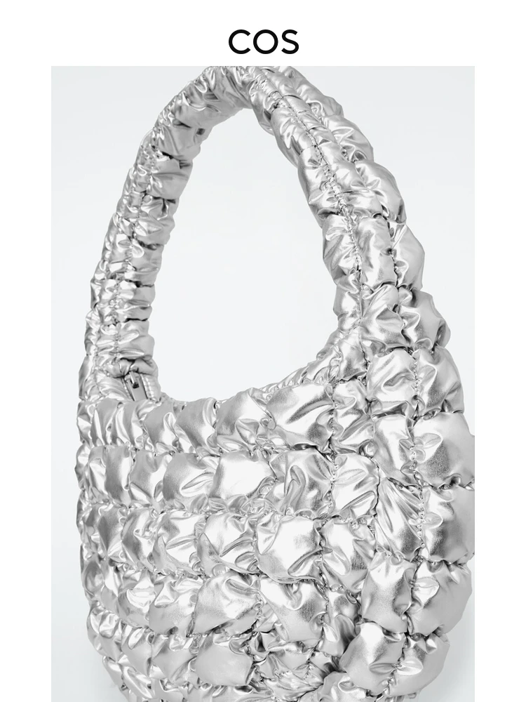 COS السيدات سحابة حقيبة فضية وصول جديدة مخيط حقيبة المرأة oulder واحدة مقبض ناعم تخفيف Sle سستة إغلاق