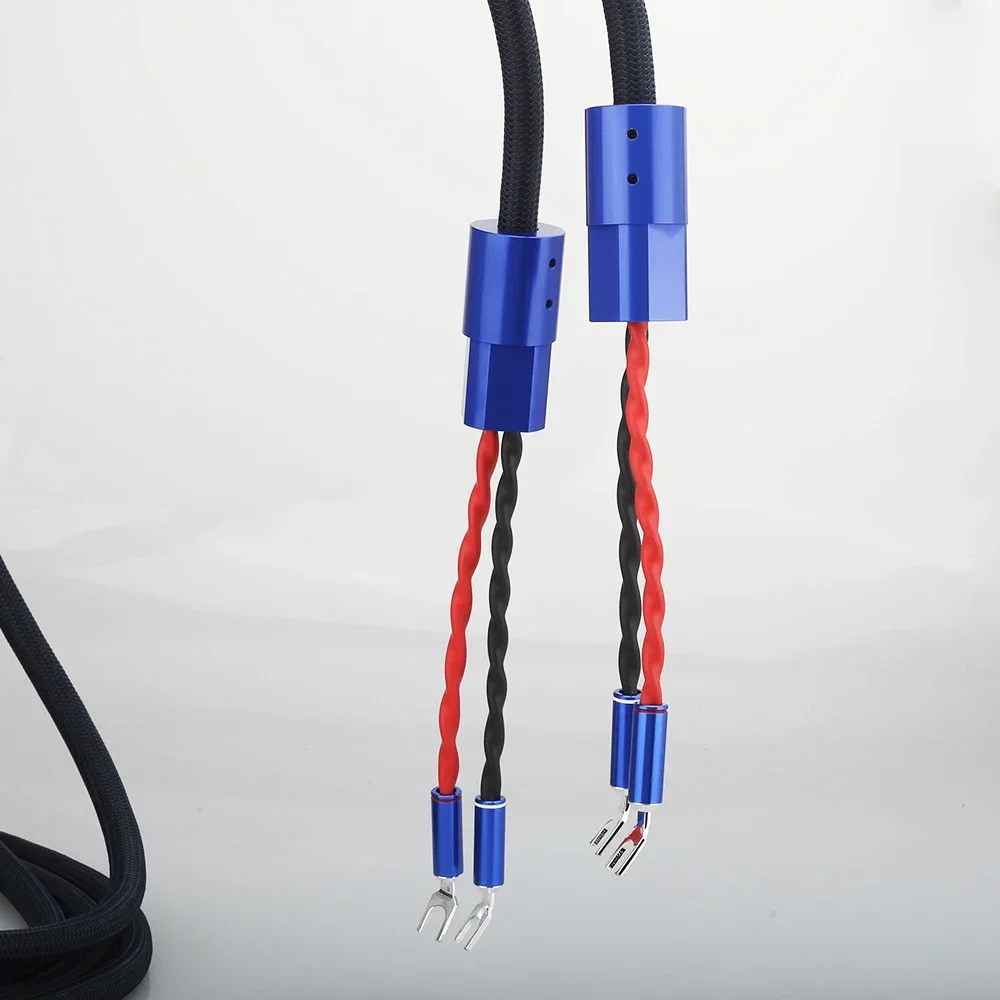 คู่ Audiocrast Silver Plated Audiophile สายลําโพง Spade to spade ปลั๊กลําโพงสําหรับ HIFI Amplifer