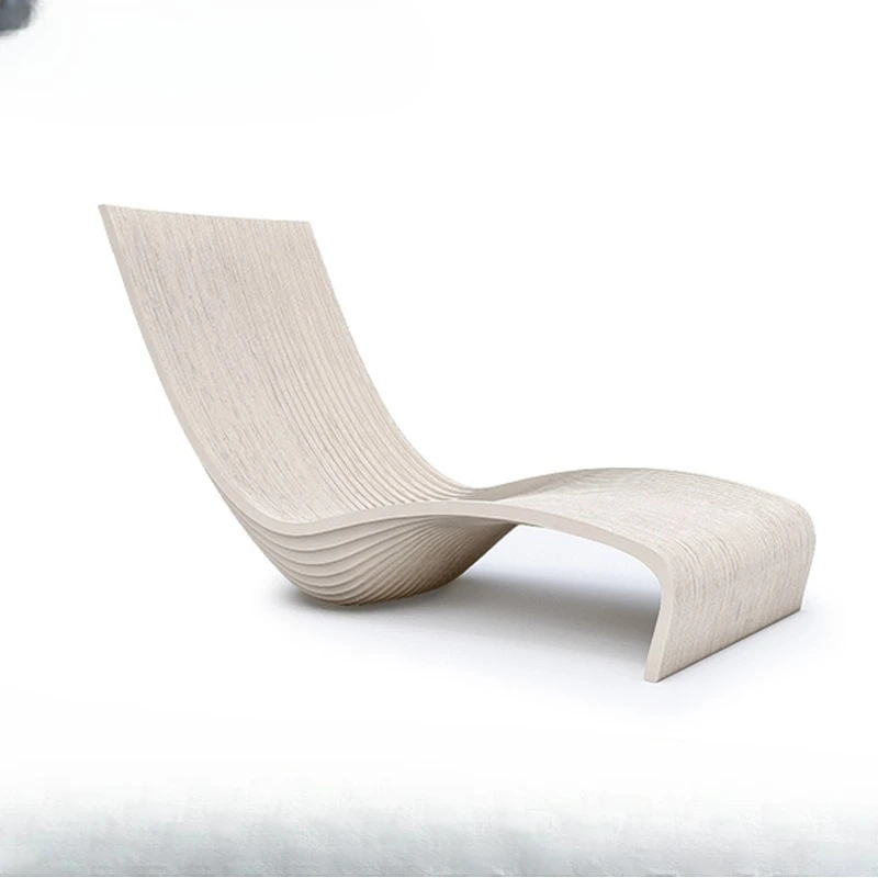 Solid wood sliced single sofa recliner, living room apartment villa hotel, clubhouse designer leisure lazy chair