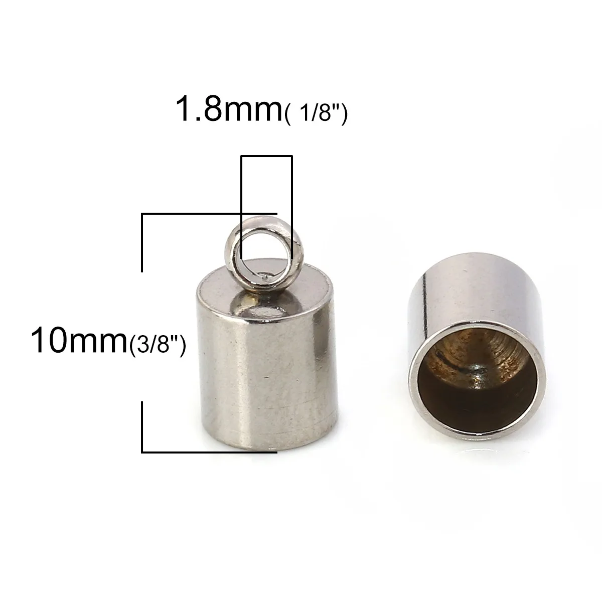 10/20PCs Stainless Steel Cord End Caps For Jewelry Making Cylinder Silver Color 9/10/12mm End Tip Cap Bead Diy Necklace Findings